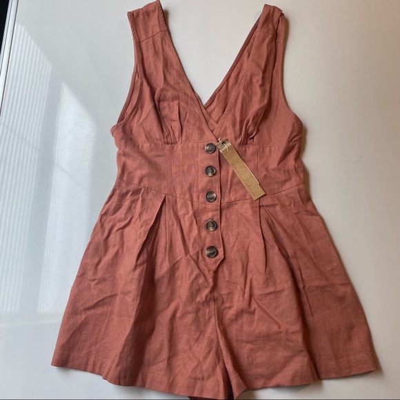 Mustard Seed Pants - New Mustard Seed Women’s Size Medium Button Front Linen Rayon Short Pant Romper